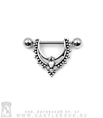 Штанга Сталь Диадема (стразы прозрачные) 1,6 х 18 х 5/5