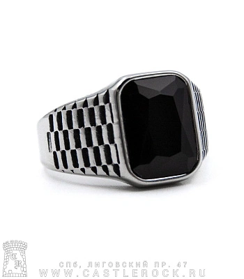 перстень с камнем черным (шахматка, прямоугольник)