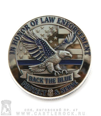 монета сувенирная крупная рыцарь "back the blue. no mercy for evil"