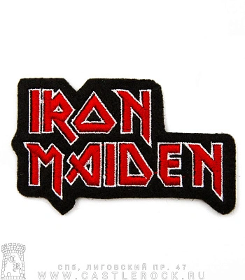 нашивка iron maiden (лого красное, резная, вышивка)