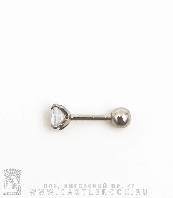 Микроштанга Сталь со Стразом (прозрачным) 0,8 х 6 х 3/4