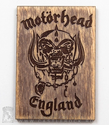 магнит прямоугольный деревянный motorhead "england" (лого светлое, светлый)