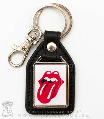 брелок прямоугольный на подкладке rolling stones (лого, фон белый)