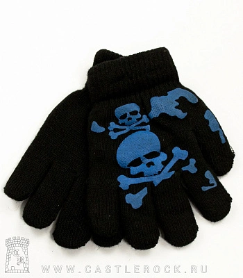 перчатки детские черепа и кости (синие)