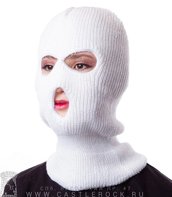 шапка балаклава вязаная (белая)