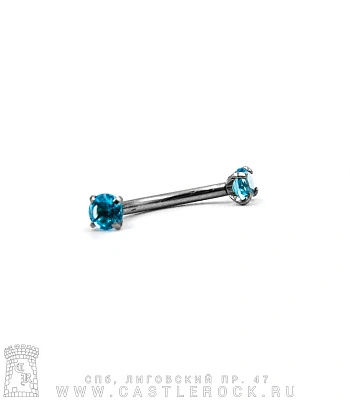 Микробанан с Внутренней Резьбой Титан со Стразами (голубыми светлыми) 1,2 х 10 х 3/3