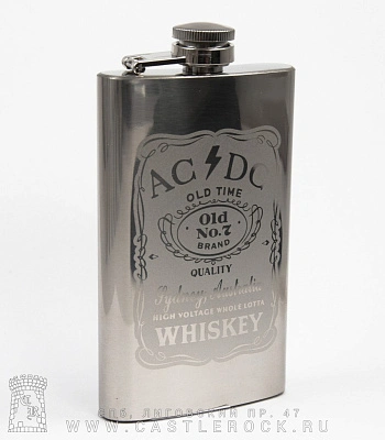 фляга стальная с гравировкой ac/dc whiskey 10 oz