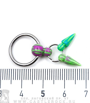 Кольцо BCR Сталь с Подвеской Акриловые Шипы 1,6 х 13