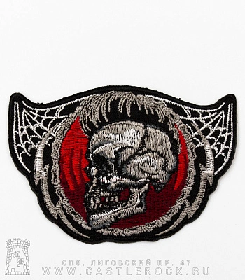 нашивка термо череп панка и паутина (вышивка)