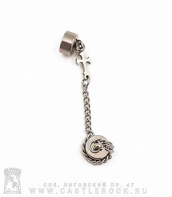 серьга кафф магнитная крест геральдический (цепочка)