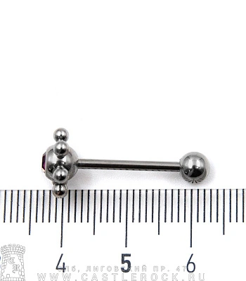 Штанга Сталь с Цветком со Стразом (фиолетовым) 1,6 х 16 х 5/11