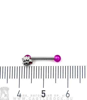 Микроштанга Сталь с Акриловыми Шариками и Пауком со Стразом (фиолетовым) 1,2 х 10 х 3/5