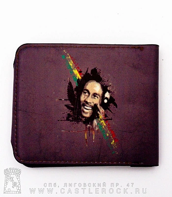 портмоне принт на кнопке bob marley