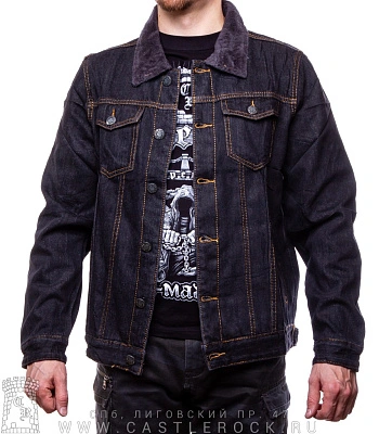 куртка джинсовая серая утепленная (серая подкладка) 807#