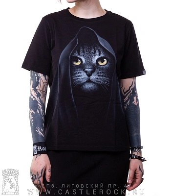 женская футболка кот ассасин (прямая, светится)