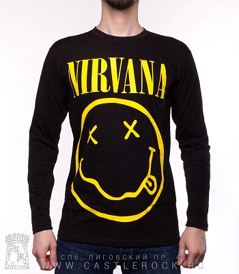 футболка nirvana (смайл, принт большой) д/р