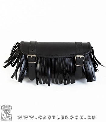 кофр для мотоцикла на ремнях с бахромой (черный)