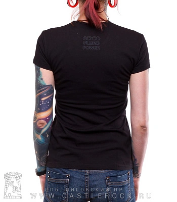 женская футболка алиса в стране чудес (космос, светится)