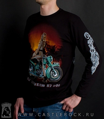 футболка девушка и мотоцикл "1952 sunbeam s7500" д/р