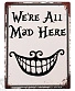 табличка улыбка чеширского кота "we're all mad here"
