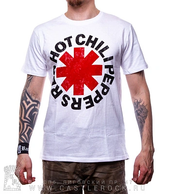 футболка red hot chili peppers "snow (hey oh)" (лого, белая)