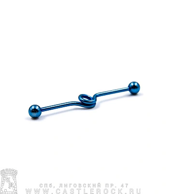 Штанга Индастриал Сталь Синяя с Шариками и Витком 1,6 х 38 х 5/5