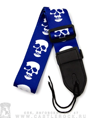 ремень для гитары черепа (синий)