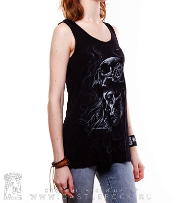 женская майка santa muerte (ч/б, светится)