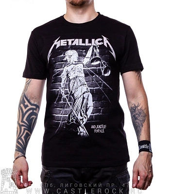 футболка metallica "and justice for all" (ч/б, стена)