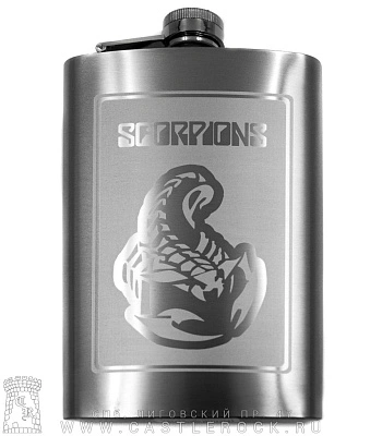 фляга стальная с гравировкой scorpions 10 oz