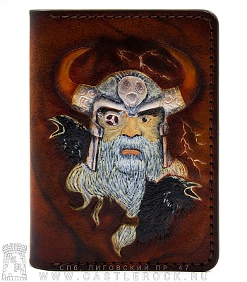 докхолдер с тиснением бог один и вороны (ручная работа)