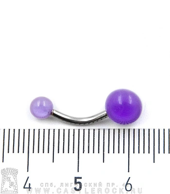 Банан Сталь с Акриловыми Шариками Полоса (бело-фиолетовыми) 1,6 х 10 х 5/8