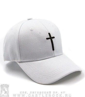 бейсболка крест (белая, вышивка)