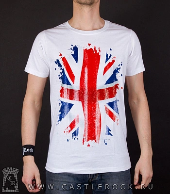 футболка флаг великобритании (потертости, белая)