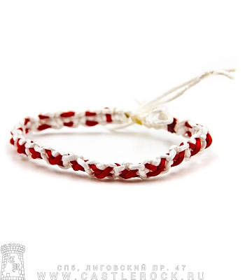 фенечка плетеная белая с красным
