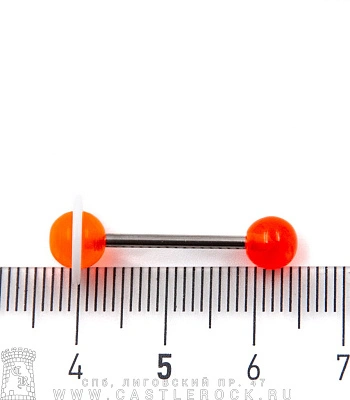 Штанга Сталь с Акриловыми Шариками Сатурн (оранжевыми) 1,6 х 16 х 6/10