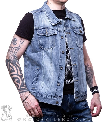 жилет джинсовый голубой (потертый) #2302