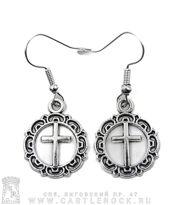 серьги крест в обрамлении