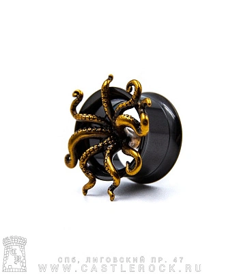 Плаг Сталь Тонкостенный Черный Кракен (с внутренней резьбой) 14 мм