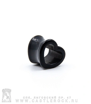 Тоннель Акрил Сердце (черный) 12 мм