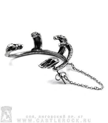 серьга кафф черепа (цепочка)