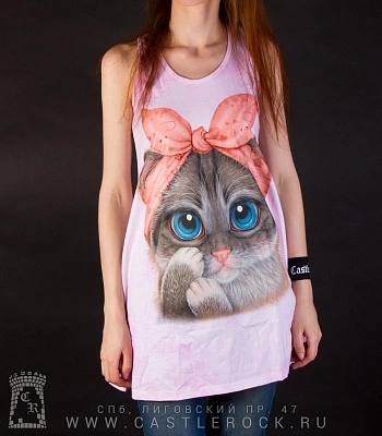 туника кошка с розовым бантом (розовая)