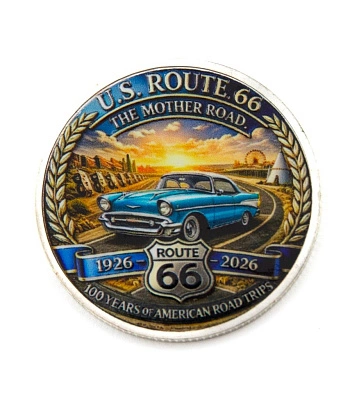 монета сувенирная крупная route 66 "the mother road" (автомобиль)