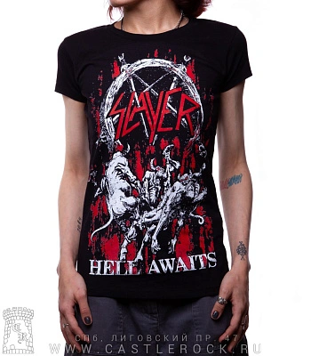 женская футболка slayer "hell awaits"