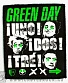 нашивка green day "uno! dos! tre!" (ч/б, надпись зеленая)