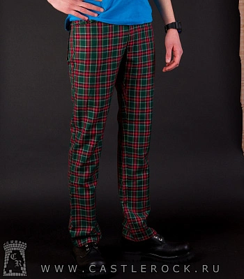 брюки клетка зеленая с красным