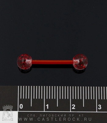 Штанга Биофлекс с Акриловыми Шариками с Блестками (красная) 1,6 х 16 х 6/6