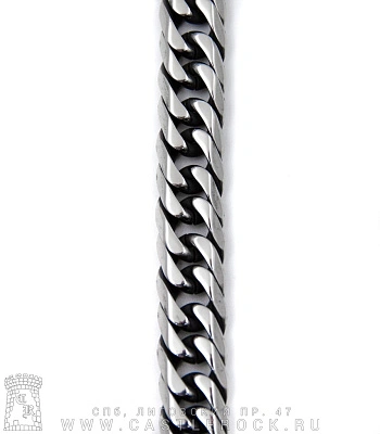 браслет стальной цепь панцирная двойная (звенья усеченные, округлые, затемненные, 12 мм)