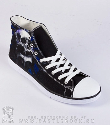 кеды череп и синий циферблат