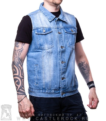 жилет джинсовый голубой (потертый) e308#
